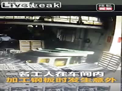 Heavy machinery almost crushes a worker