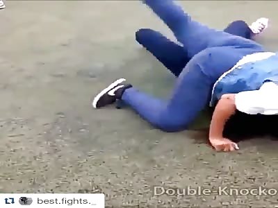 two girls fighting one of them has a broken arm
