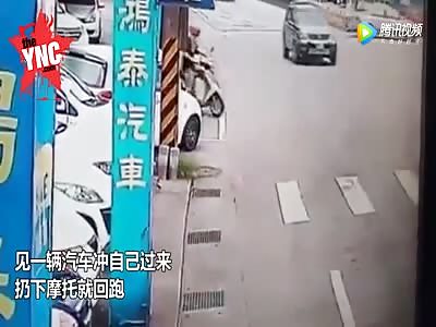  man try to avoid the car but sent him flying ground