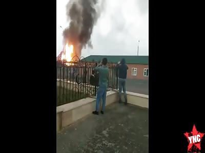 big explosion Chechnya, the outskirts of the village of Geh