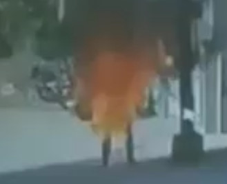 Man Douses Himself with Gasoline and Sets Himself on Fire