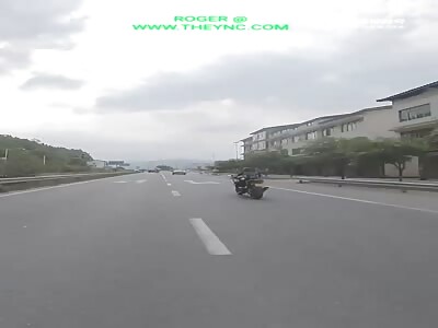 Live Accident motorcyclist was crushed by a car  Baolun Town