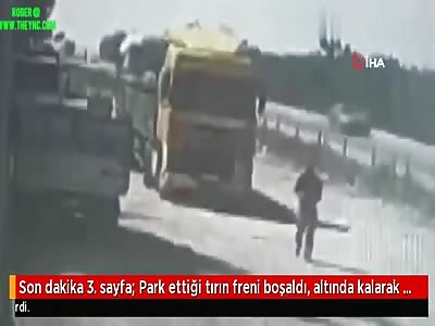 62-year-old Mustafa Tozkoparan was crushed by his own truck in Turkey 