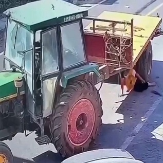 Old Useless Woman Ran Over By Tractor In Guangdong 