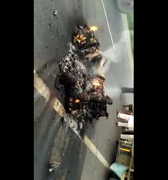 Motorcyclist Completely Carbonized after Acccident