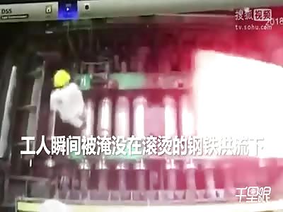Worker gets Disintegrated with sudden rush of molten hot steel