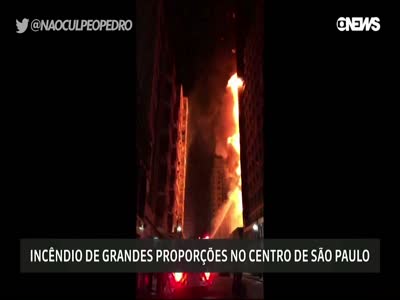 BUILDING COLLAPSES IN FIRE IN SAO PAULO (New angles)