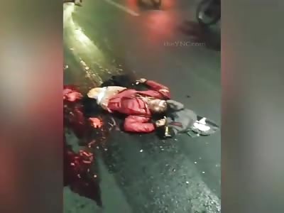 indonesia .. shocking woman split in half in accident