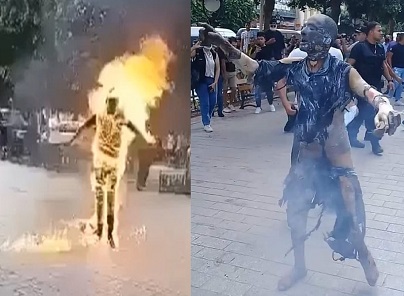 Tunisian Man Sets Himself Ablaze In Protest {Full Video}