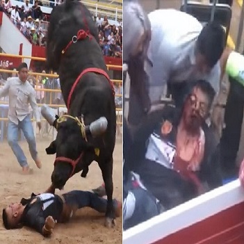 Angry Bull Stomps On Riders Head Killing Him Slowly