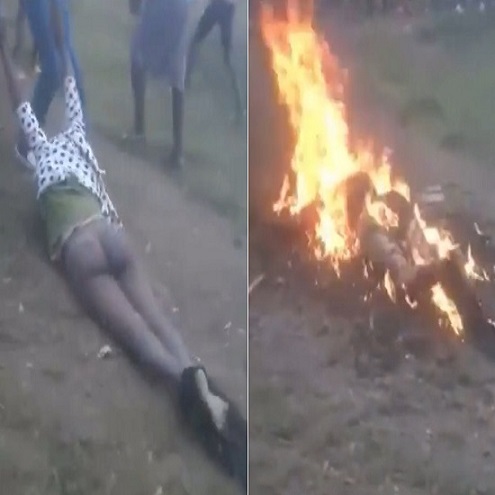 (Extended) Female Kidnapper Caught With A Dying Child Brutalized And Set Ablaze Alive