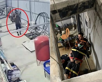 Distracted Worker On His Phone Falls Into Factory Basement.