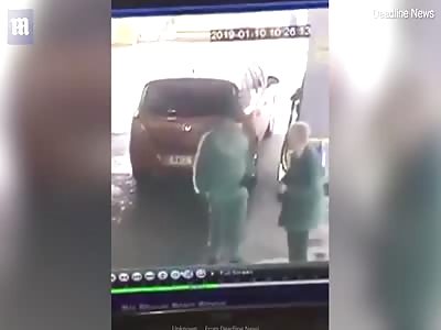 Shocking moment pensioner held at knifepoint at petrol station