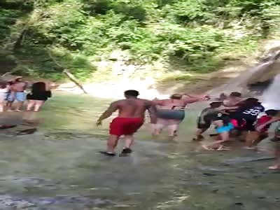 Jumping from a waterfall gone wrong