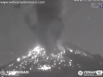 UFO flies over volcano after eruption