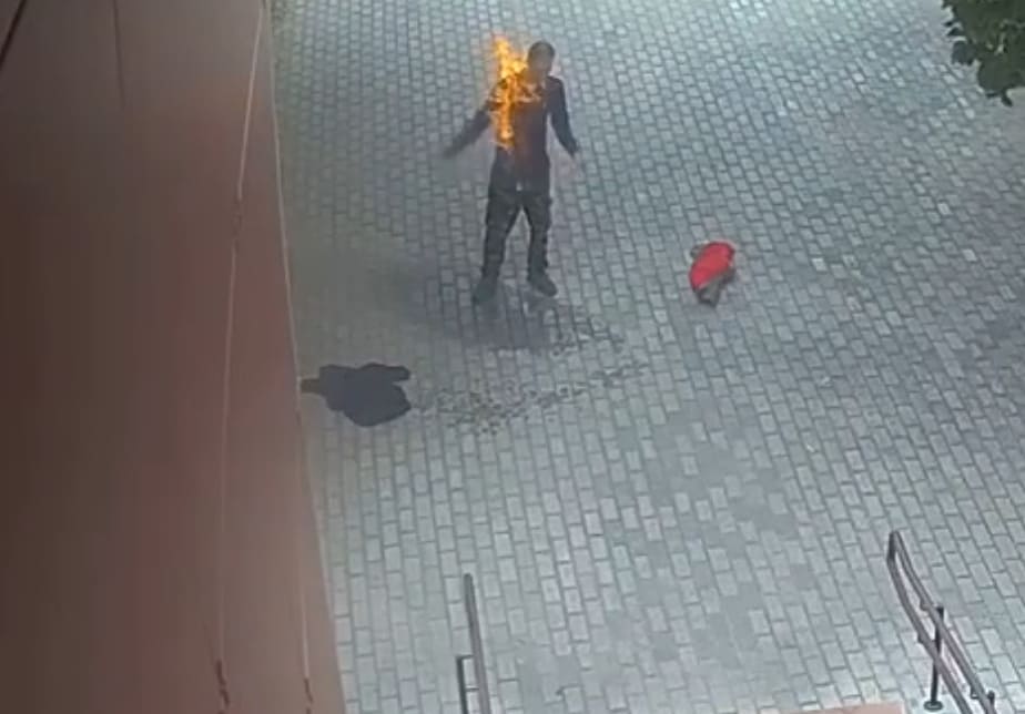 Mental Man Sets Himself Ablaze in Protest 