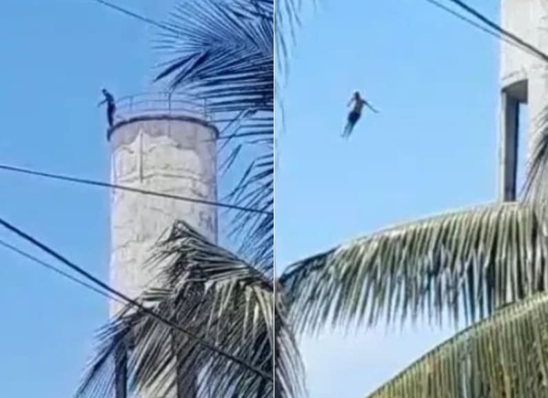 Guy Jumps to His Death from Water Tower