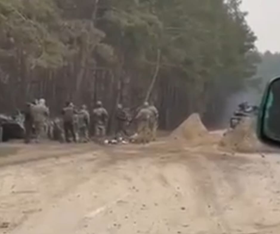 Group Of Ukrainian Soldiers Oblitered By Russian Tank (With Aftermath)