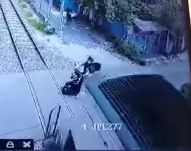 Woman Biker Obliterated By Train (CCTV + Aftermath)