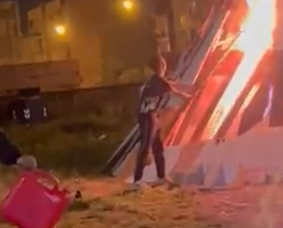 Bonfire Shenanigans Backfire In Italy (several angles).