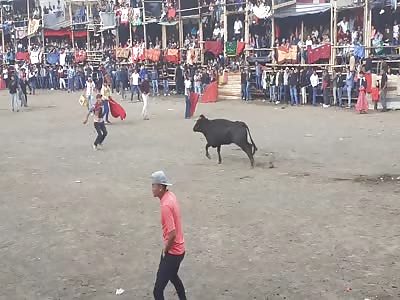 bullfighter receive brutal impact