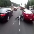 MOTORCYCLE DRIVING LIKE A COMPLETE DOUCHE GETS HIS KARMA