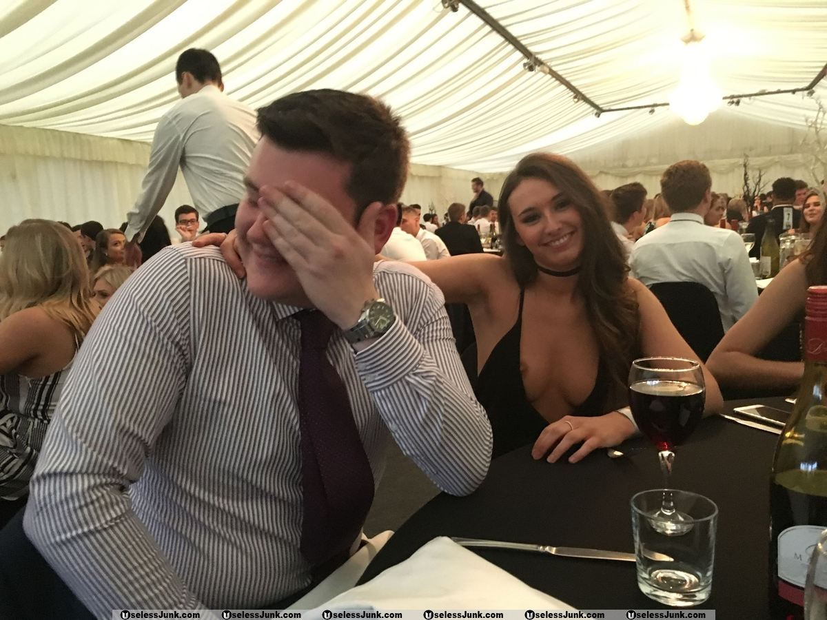 THIS Girl  knows how to have fun at a Wedding Reception!  Look Closely 