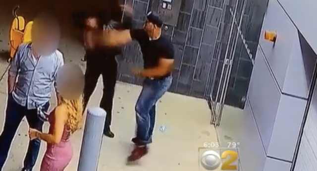 Man Sucker Punches Woman Security Guard In The Face!