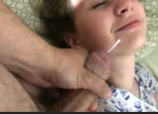 Stepsister touches dick thinking it is in a dream, CUMSHOT on face