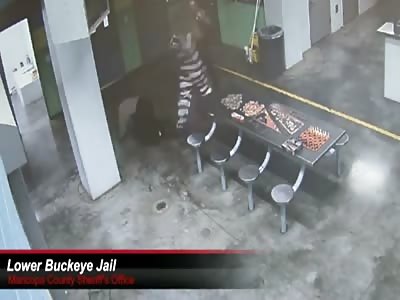 Viscous Jail Attack Caught on Video .. Inmate Attacks Several Guards Leaving One with Brain Bleeding