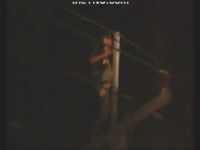 Suicidal Imbecile tries to Electrocute Himself on Power Lines then Finally Jumps to Try to Kill Himself
