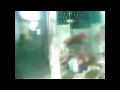 Lower Class Scum Loser Beats his Girl in front of the Dog and Some Kids