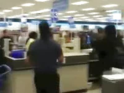 SHOCK: Very Pissed off Black Woman Knocks out Elderly White Woman in the Line at a Discount Store