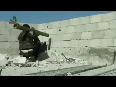  T-72 hit by RPG in Daraya, Syria..... Explodes in Fireball