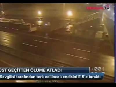 TURKEY: Kid Kills Himself by Jumping off Bridge into Highway Traffic