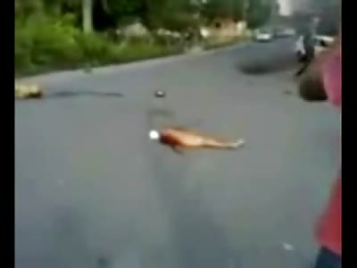 Woman Split down the Middle with some Blood Running Down (2 Cell Phone Videos) 