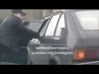 Road Rage Maniac meets Someone a LOT Crazier than He Is