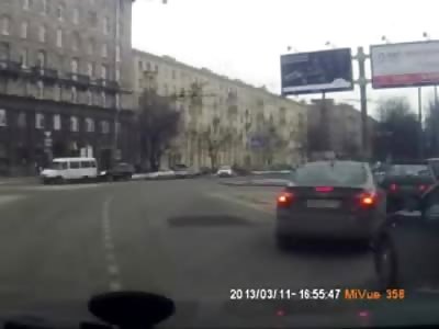 Two Pedestrians Hit at the Same Time Sent Flying by Car Ignoring the Stop