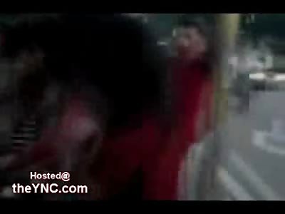 Emo Chinese Girl gets her Head smashed against a  Street Pole