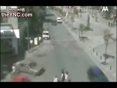 Two Girls holding Hands get Run Over in the Street sending One through the Front Window