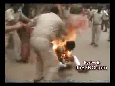 Distraught Man in India sets Himself on Fire