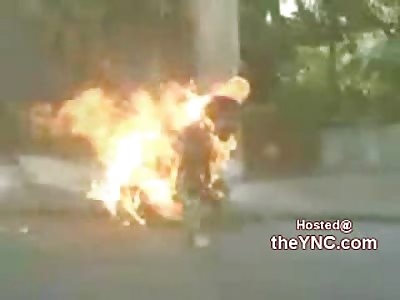 Man Set on Fire in Guatemala .... People Just Watch as He Burns