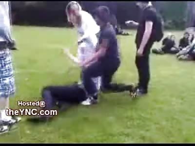 Asshole Ends Fight with Sucker Punch from Behind as Older Woman tries Breaking up the Fight