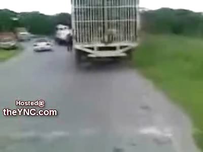 OMG:  Male and Female Crushed to Death by a Chicken Truck....(Watch FULL Video More Gore at End of VIdeo)