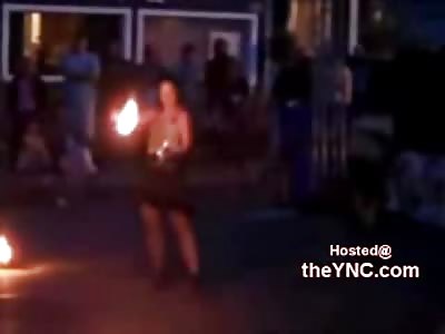 Fire Eating Woman's Performance Ends Horribly