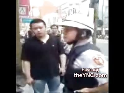 Bad Ass Chinese Cop Pulls Gun on Guy with no ID Card