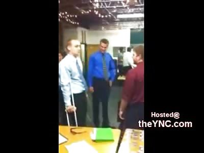 Kid on Crutches Begs for Punch......Pissed off Co-Worker Delivers it..AHHAAHAH