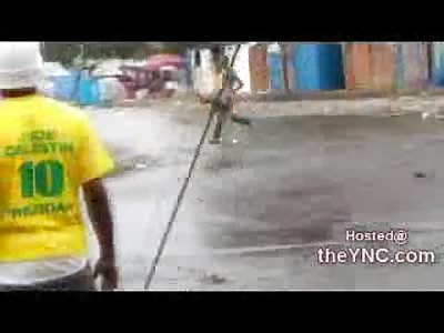 Man in Haiti Executed Point Blank on the Street Corner (Slow Motion Added)