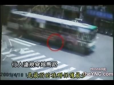 Elderly Female Gloriously Run Over by Loooong Bus