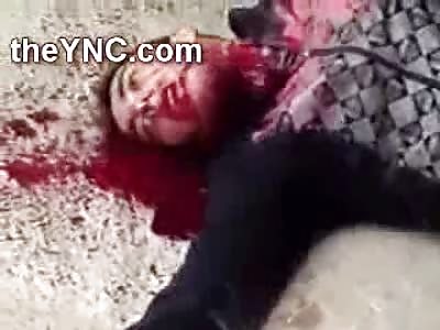 Short and Shocking  Video of Man just Shot in the Neck Spewing Blood from his Jugular Vein